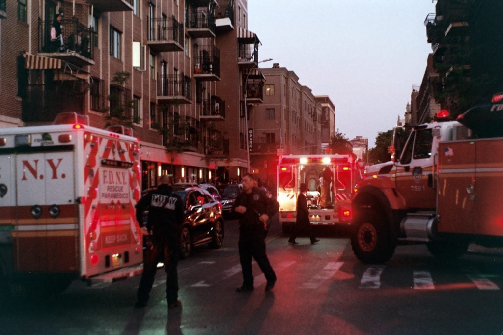 Emergency responders near traffic