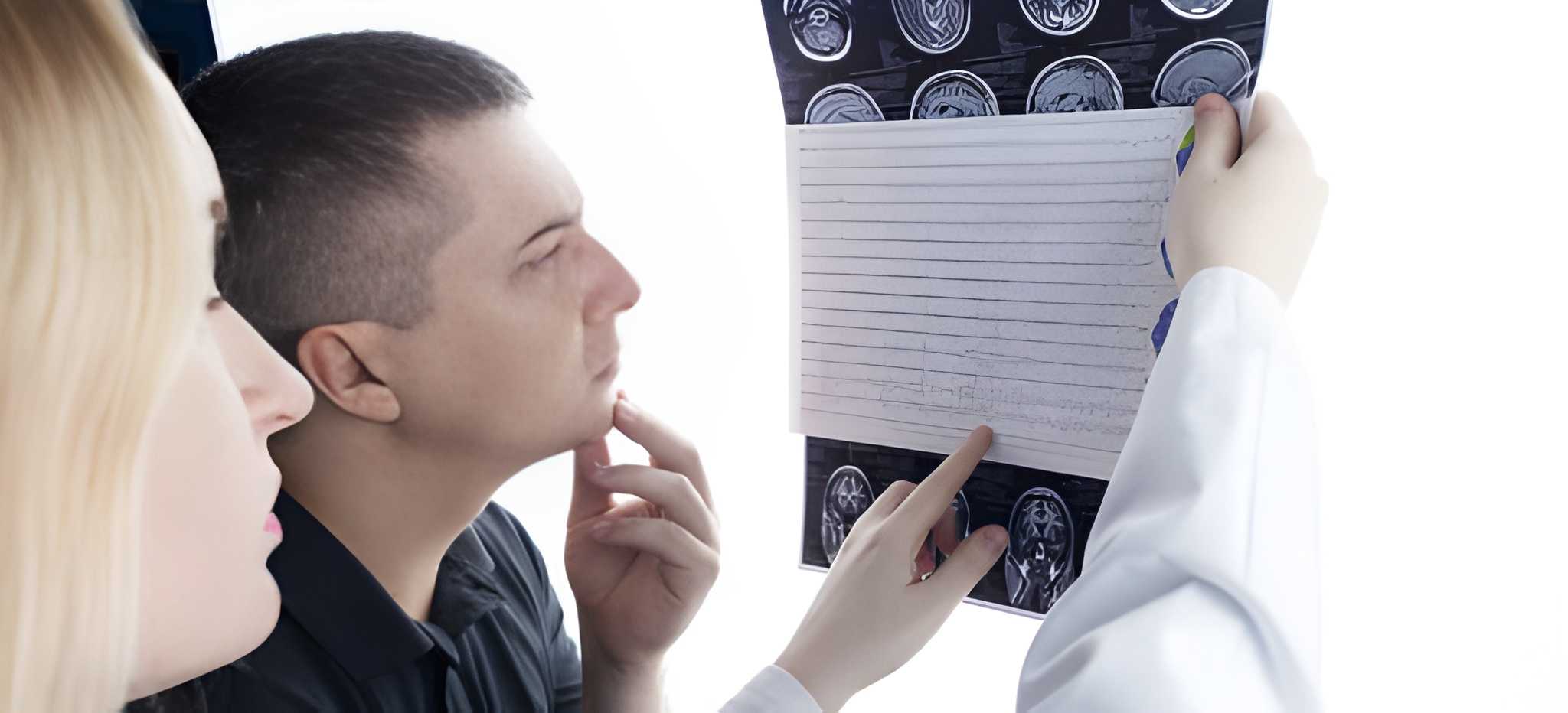 Epileptologist examines patient MRI